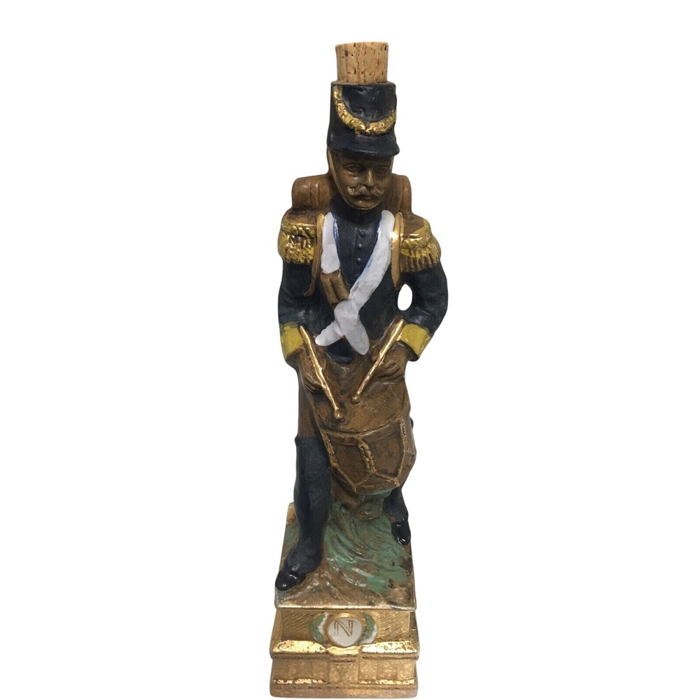 French Drummer Soldier Liquor Wine Ceramic Decanter 1970s Figural Bottle Empty